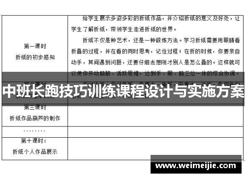 中班长跑技巧训练课程设计与实施方案